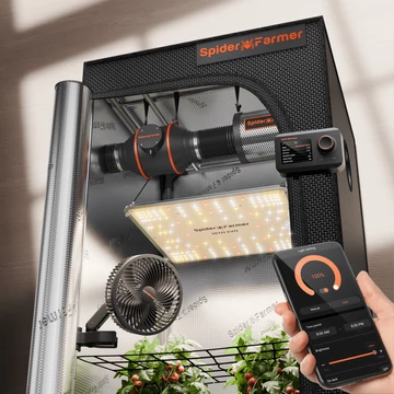 Spider Farmer® Szett SF1000 EVO LED Grow Light+70x70x160cm Grow sátor+100mm-es ventilátor kombináció digitális kontrollerrel/termosztáttal