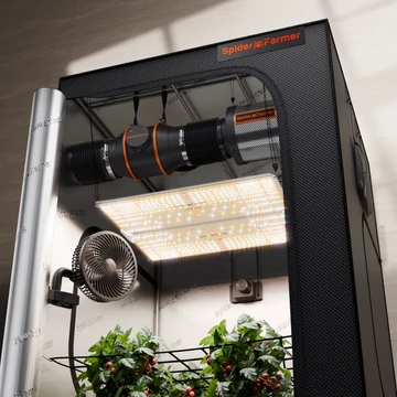 Spider Farmer® szett SF4000 EVO LED lámpa + 120x120X200cm sátor Clip Fan ventilátorral 150mm-es szellőzőrendszer fordulatszám-szabályozóval