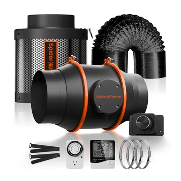 Spider Farmer® 150mm-es Ventilátor szett szénszűrővel állítható sebességszabályozóval (2025-ös verzió GGS kontrollerrel vezérelhető)