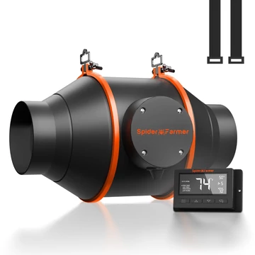 Spider Farmer® Intelligens 100mm-es Ventilátor, digitálisan állítható sebesség/páratartalom/hőmérséklet szabályozó kontrollerrel (RJ12-es port nélkül)