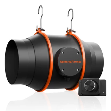  Spider Farmer® 150mm-es elszívó ventilátor manuális sebességszabályozóval (RJ12-es portal, GGS kontrollerrel vezérelhető)