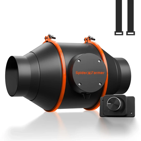 Spider Farmer® 100mm-es elszívó ventilátor manuális sebességszabályozóval (RJ12-es portal, GGS kontrollerrel vezérelhető)